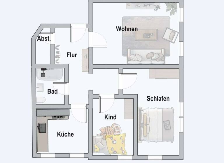 Wohnung zur Miete 400 € 3 Zimmer 80 m² 3. Geschoss Gerhart-Hauptmann-Platz 1 Kaßberg Chemnitz 09112