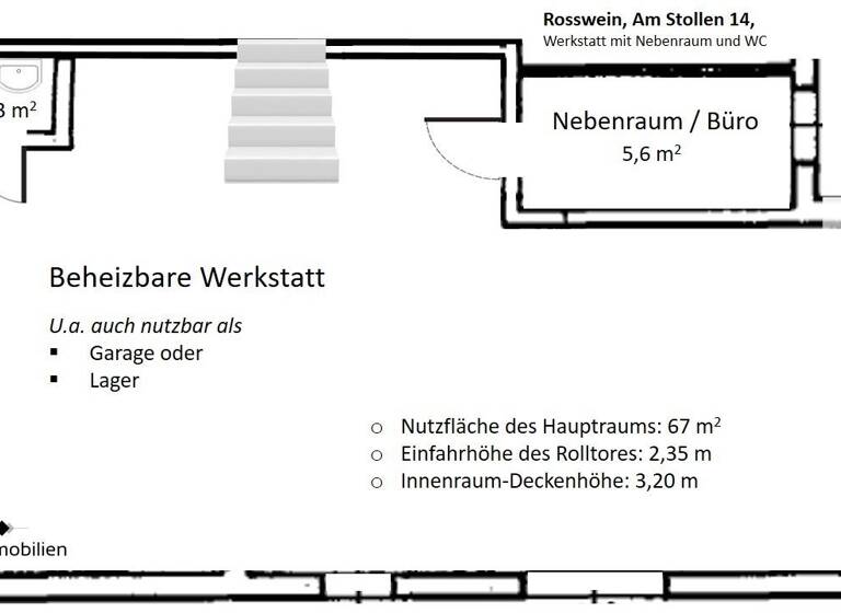 Lagerhalle zur Miete 400 € 73,9 m² Lagerfläche Am Stollen 14 Roßwein 04741