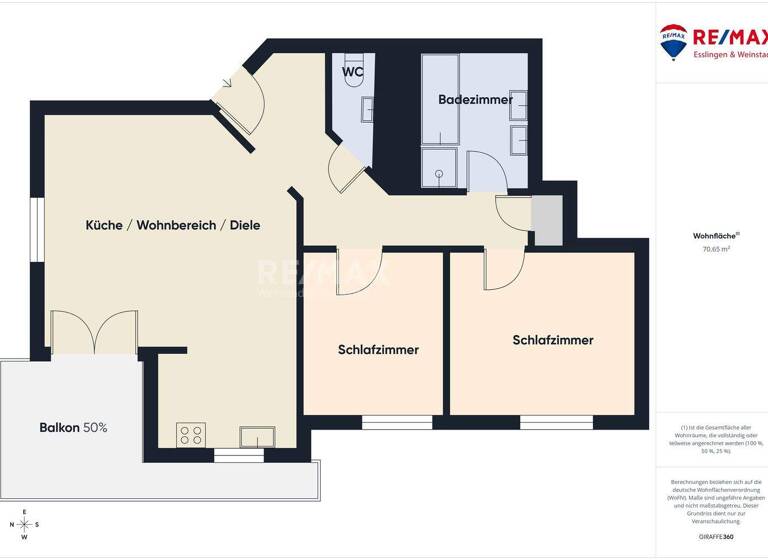 Wohnung zum Kauf 310.000 € 3 Zimmer 71 m² Waiblingen 71334