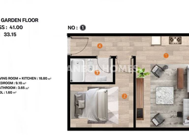 Studio zum Kauf 315.000 € 3 Zimmer 72 m² EG Istanbul 34357