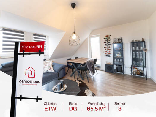 Wohnung zum Kauf 185.900 € 3 Zimmer 65,5 m² Dachgeschoss Lingen / Laxten 49809
