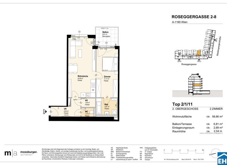 Wohnung zum Kauf - Erstbezug 319.700 € 2 Zimmer 58,7 m² 2. Geschoss Roseggergasse Wien 1160