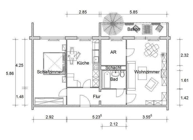 Wohnung zur Miete 457 € 2 Zimmer 68,1 m² 4. Geschoss frei ab 01.05.2026 Stuttgarter Allee 14 Grünau-Mitte Leipzig 04209