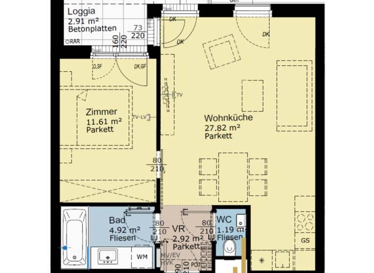 Wohnung zur Miete 784 € 2 Zimmer 51,4 m² 1. Geschoss Wien 1100