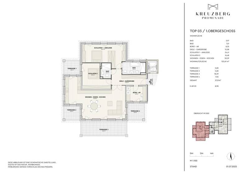 Wohnung zum Kauf - Erstbezug 2.108.000 € 4 Zimmer 123,5 m² 1. Geschoss Kreuzbergpromenade Aigen I Salzburg 5020