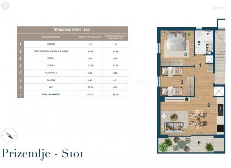 Wohnung zum Kauf 286.095 € 3 Zimmer 69 m² Novi Vinodolski