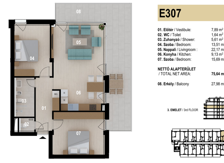 Studio zum Kauf - Erstbezug 464.000 € 3 Zimmer 75 m² 3. Geschoss frei ab sofort Siófok 8600