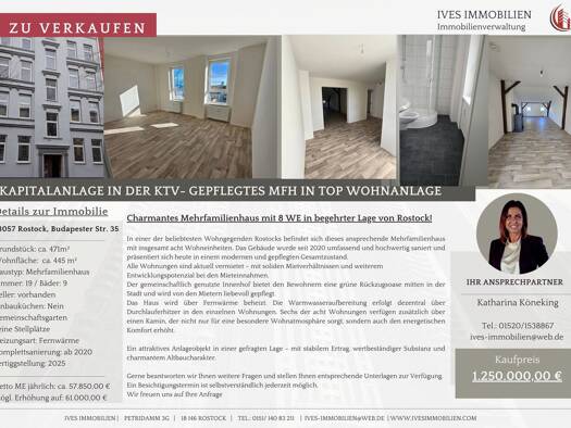 Mehrfamilienhaus zum Kauf provisionsfrei 1.250.000 € 19 Zimmer 455 m² 471 m² Grundstück Budapester Str. 35 Kröpeliner Tor-Vorstadt Mitte 18057