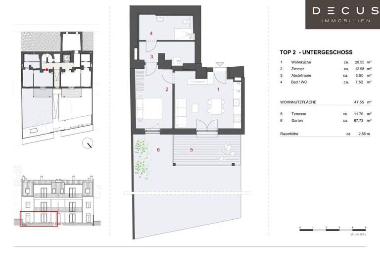 Wohnung zur Miete 1.141 € 2 Zimmer 47,6 m² 1. Geschoss Wien 1130