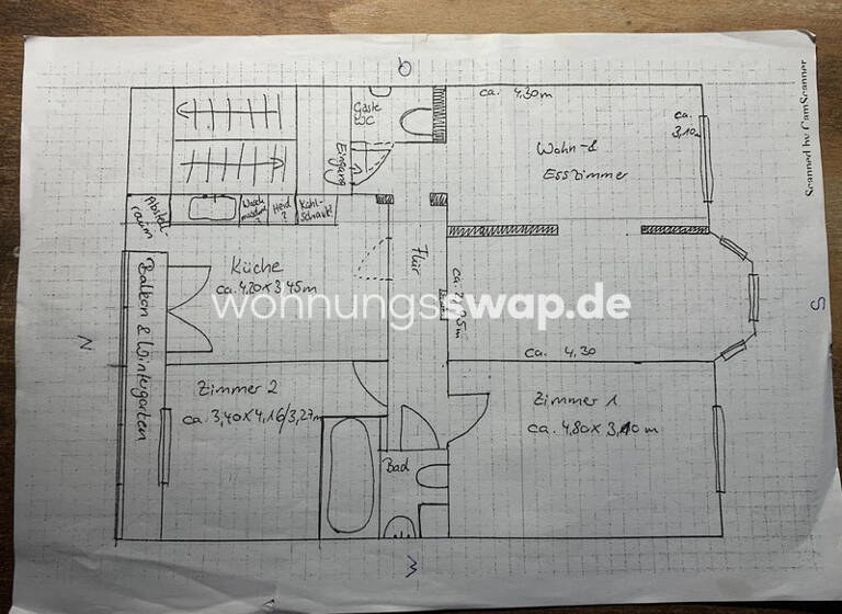 Studio zur Miete Tauschwohnung 550 € 4 Zimmer 87 m² 2. Geschoss Hochfeld Duisburg 47053