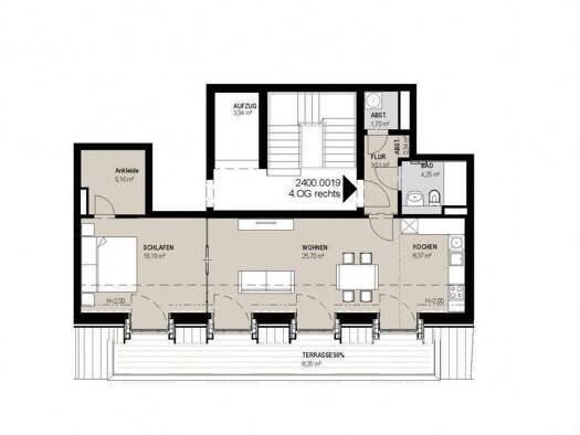 Wohnung zur Miete 1.029 € 2 Zimmer 73,5 m² 4. Geschoss Große Oderstraße 26 Frankfurt Frankfurt (Oder) 15230