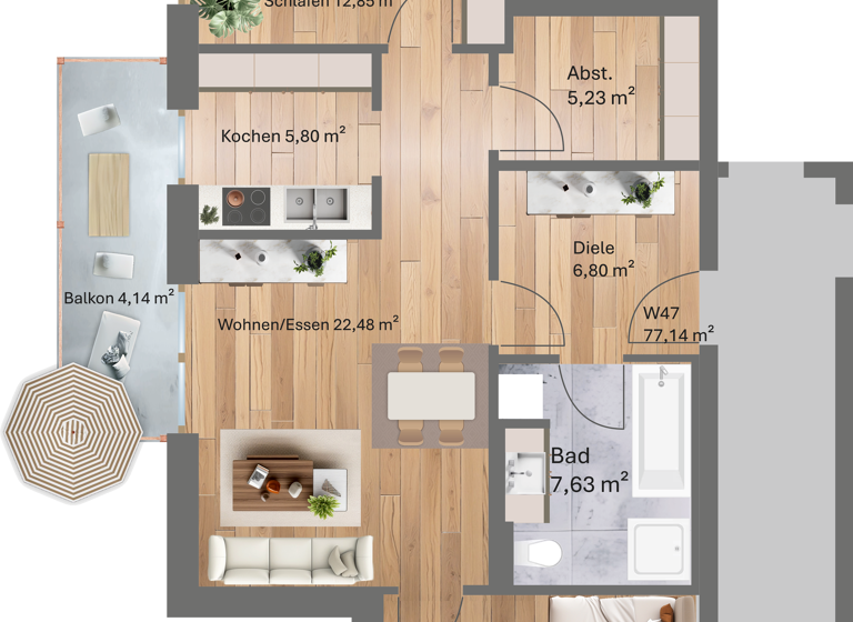 Penthouse zum Kauf - Erstbezug provisionsfrei 393.400 € 3 Zimmer 77,1 m² 2. Geschoss frei ab sofort Kirschfeldstraße 16 Töging Töging a.Inn 84513
