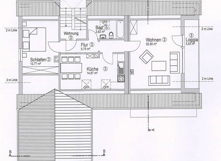 Wohnung zur Miete 1.000 € 3 Zimmer 63,1 m² Geschoss 2/3 frei ab sofort Stadtbergen 86391
