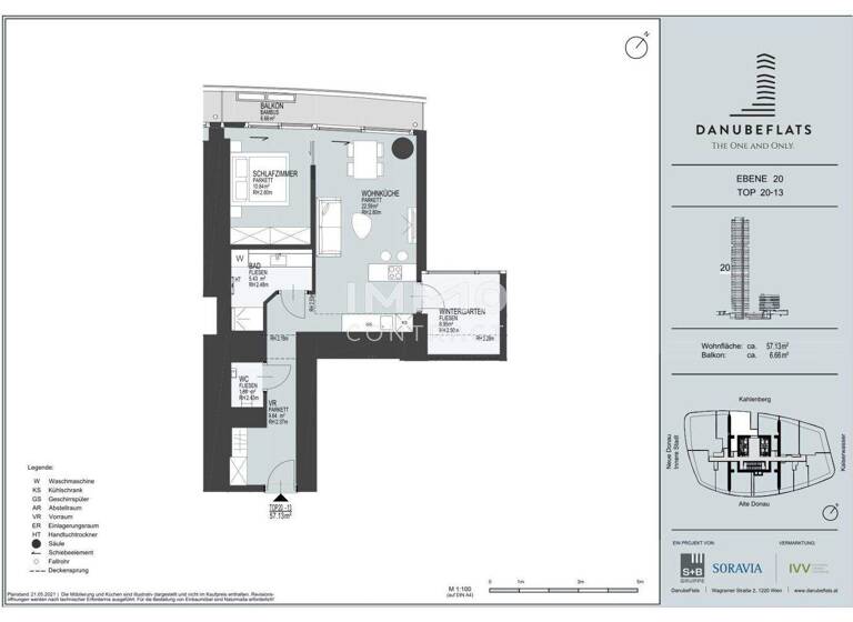 Wohnung zum Kauf - Erstbezug 526.750 € 2 Zimmer 57,1 m² Wagramer Straße 2 Wien 1220