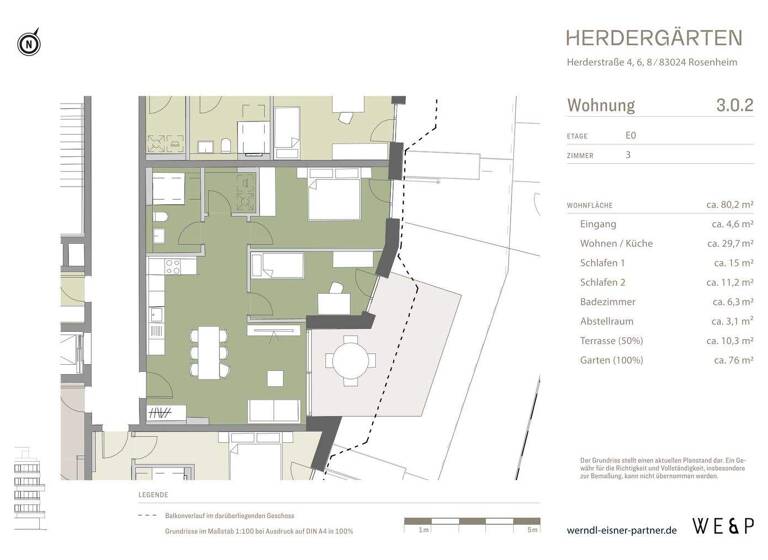 Wohnung zur Miete - Erstbezug 1.525 € 3 Zimmer 80,4 m² EG frei ab 15.05.2026 West Rosenheim 83024