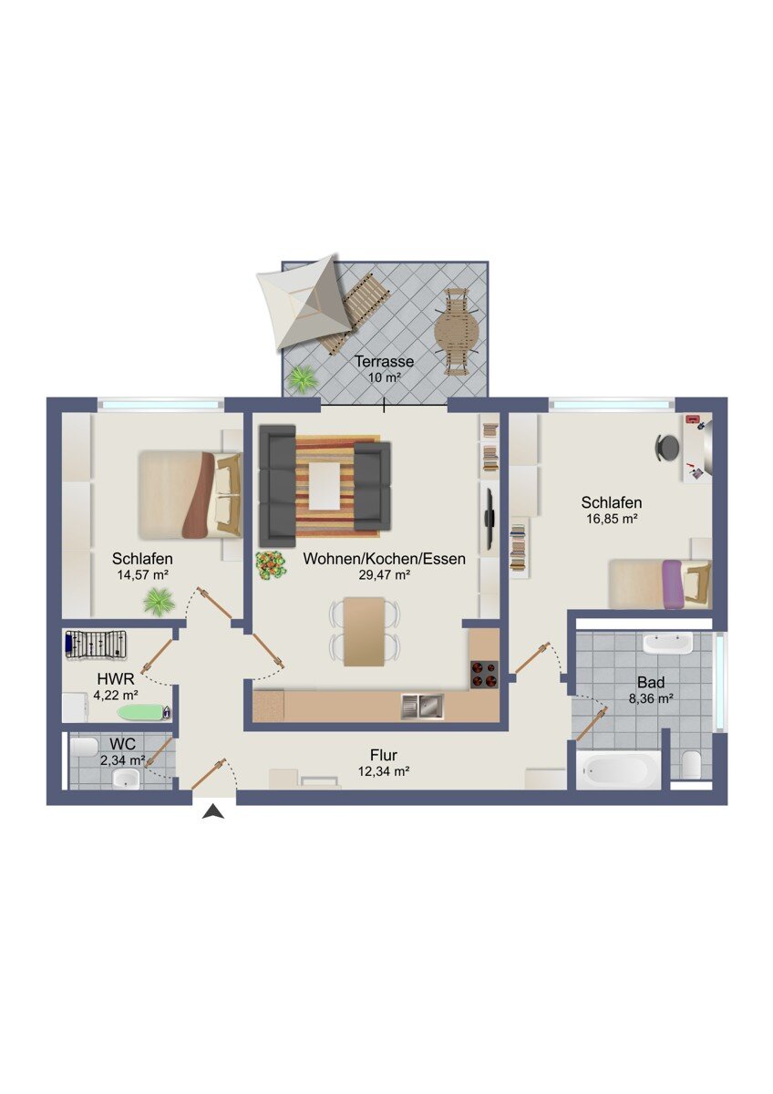 Wohnung zur Miete 1.095 € 3 Zimmer 93,2 m²<br/>Wohnfläche EG<br/>Geschoss 01.05.2025<br/>Verfügbarkeit Krondorfer Wiesen 3b Wolfen Bitterfeld-Wolfen/ Wolfen 06766