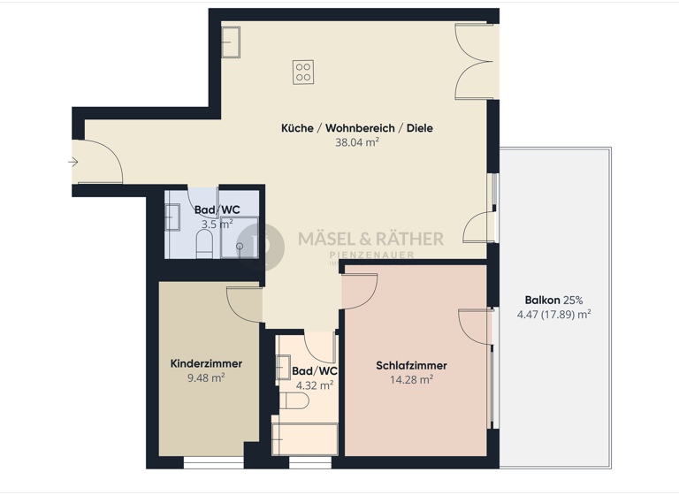 Wohnung zum Kauf 595.000 € 3 Zimmer 75 m² 1. Geschoss frei ab sofort Markt Schwaben 85570