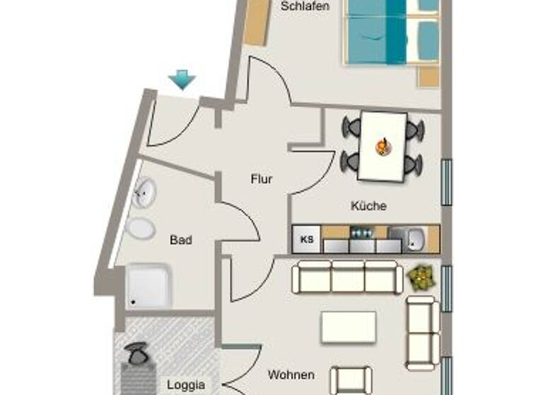 Wohnung zur Miete 439 € 2,5 Zimmer 54,1 m² 2. Geschoss Am Buschmannshof 8 Wanne Herne 44649