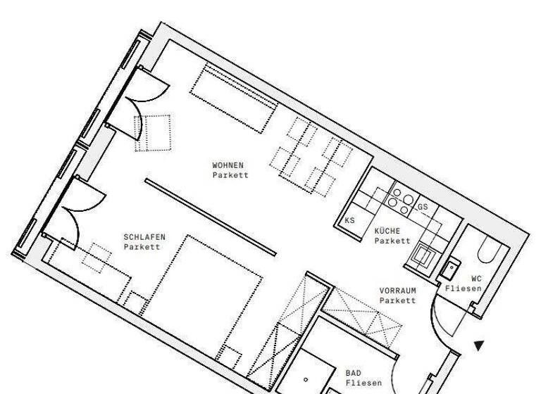 Wohnung zur Miete - Erstbezug 893 € 1,5 Zimmer 48,1 m² 13. Geschoss Wien 1220