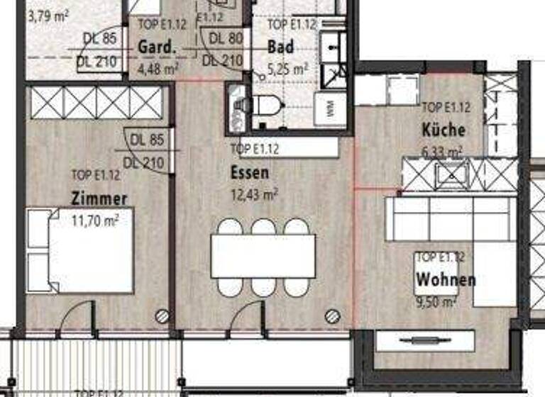 Wohnung zur Miete 864 € 2 Zimmer 53,6 m² 1. Geschoss frei ab sofort Lindenstraße 1 Wattens 6112
