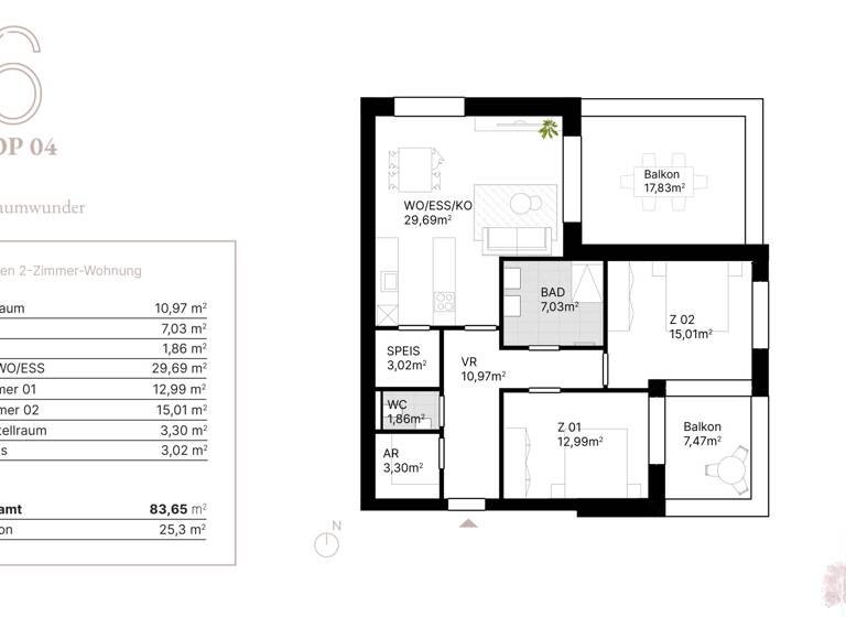 Wohnung zum Kauf - Erstbezug 539.000 € 3 Zimmer Eggenberg Graz 8020
