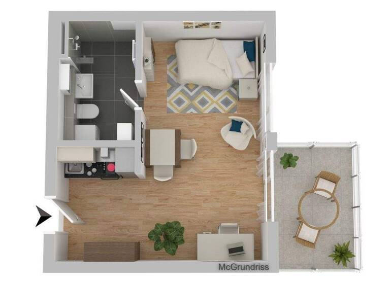 Studio zur Miete 617 € 1 Zimmer 34,3 m² 3. Geschoss Scheibe Weiden 92637