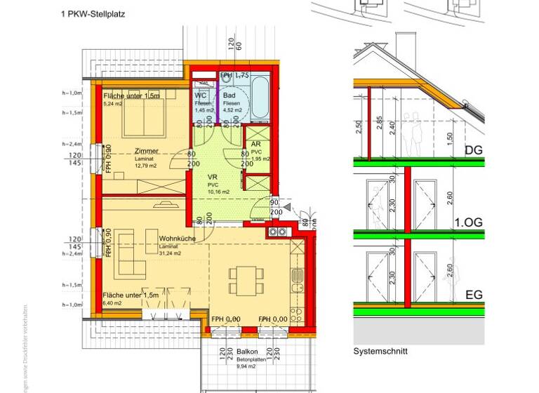 Wohnung zur Miete 587 € 2 Zimmer 62,1 m² Hochneukirchen-Gschaidt 2852