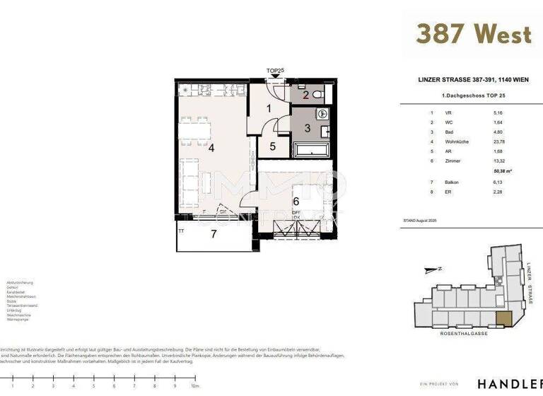 Wohnung zum Kauf - Erstbezug 306.000 € 2 Zimmer 50,4 m² 2. Geschoss Wien 1140