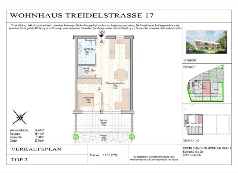 Wohnung zum Kauf - Erstbezug 379.000 € 2 Zimmer 54,4 m² EG frei ab 01.04.2026 Kufstein 6330