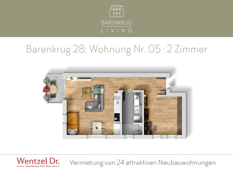 Wohnung zur Miete 1.038 € 2 Zimmer 53,1 m² 1. Geschoss frei ab 01.09.2026 Barenkrug 28 Farmsen-Berne Hamburg 22159