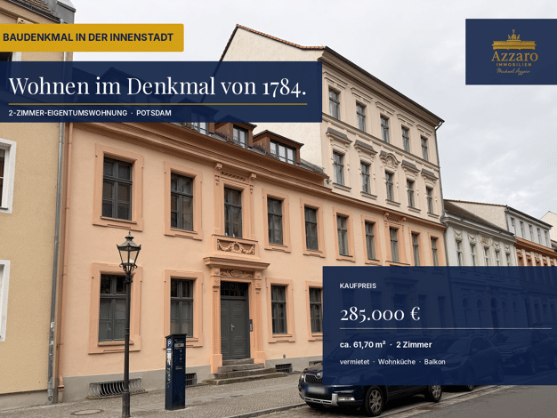 Wohnung zum Kauf 285.000 € 2 Zimmer 61,7 m² 3 Geschosse Nördliche Innenstadt Potsdam 14467
