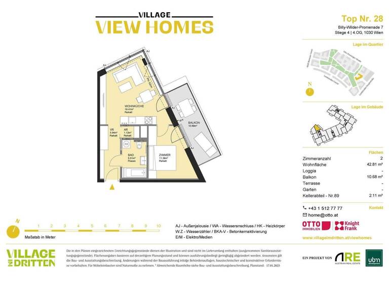 Wohnung zum Kauf - Erstbezug 371.000 € 2 Zimmer 42,8 m² 4. Geschoss Wien 1030