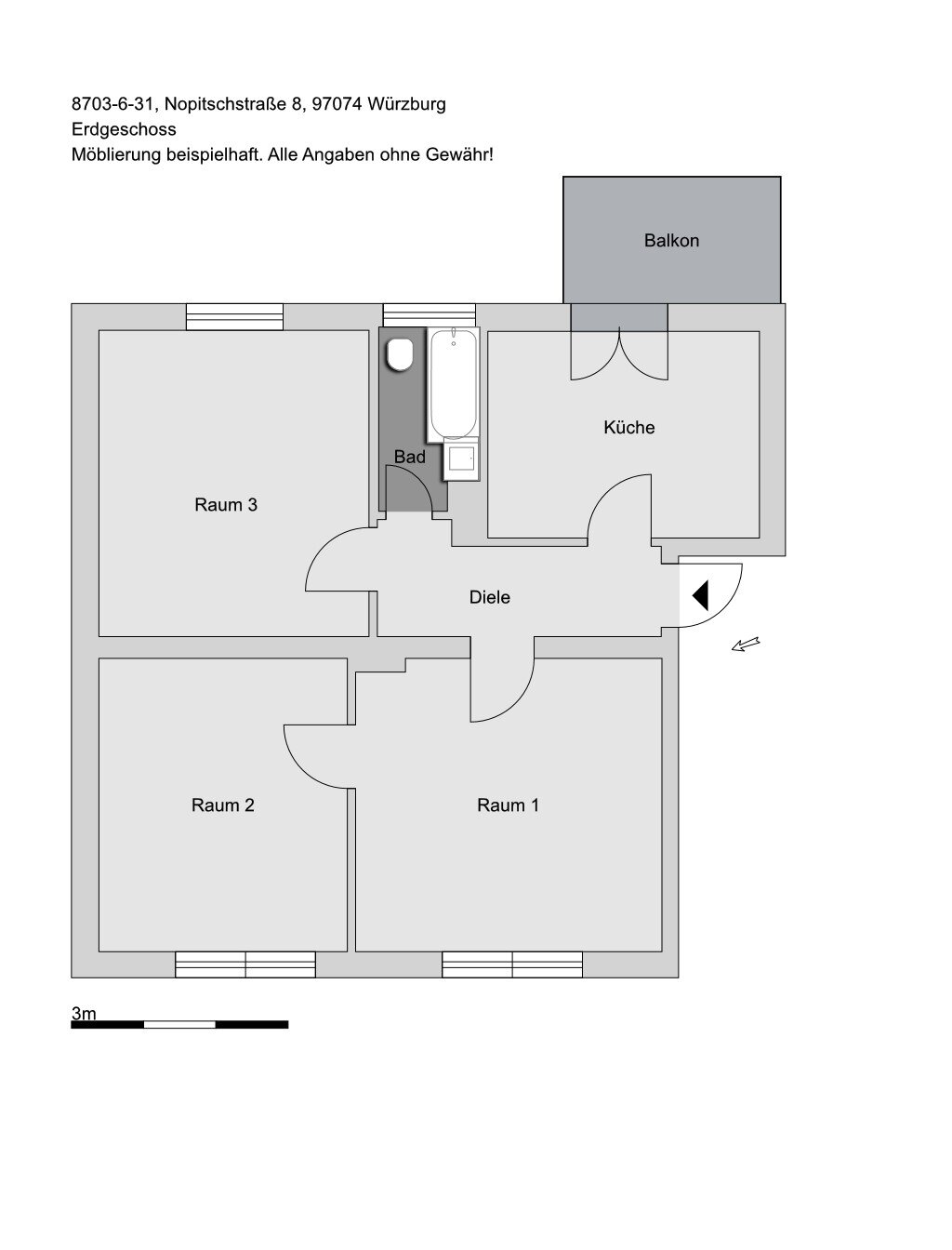 Wohnung zur Miete 614 € 3 Zimmer 68,9 m²<br/>Wohnfläche EG<br/>Geschoss 01.02.2025<br/>Verfügbarkeit Nopitschstraße 8 Frauenland Würzburg 97074