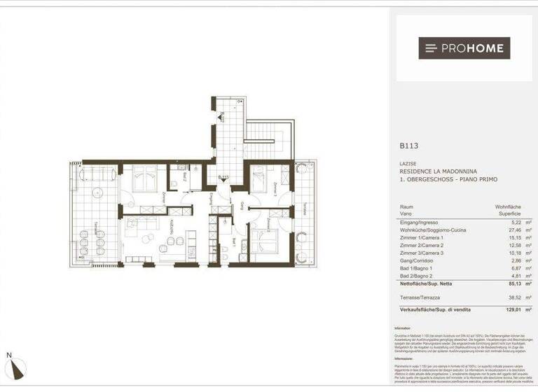 Wohnung zum Kauf 4 Zimmer 85,1 m² Via Mincio Lazise 37017