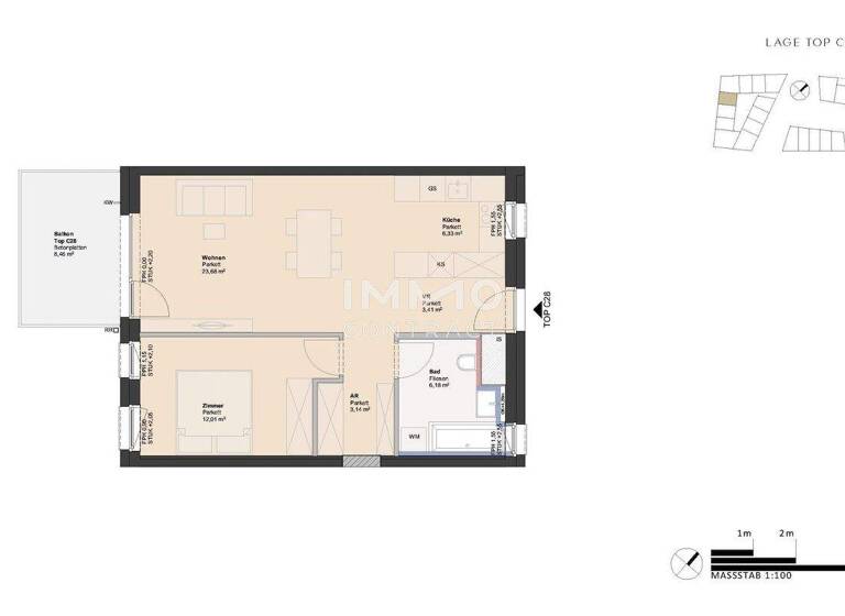 Wohnung zum Kauf - Erstbezug 214.110 € 2 Zimmer 54,8 m² Ufer Linz 4030