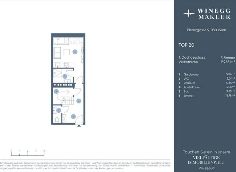 Wohnung zum Kauf 1.290.000 € 3,5 Zimmer 139,9 m² 4. Geschoss Plenergasse Wien 1180