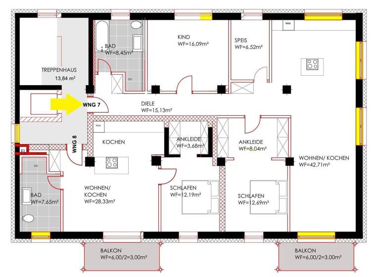 Wohnung zur Miete 1.330 € 4 Zimmer 116 m² 4. Geschoss frei ab sofort Rottenburg Rottenburg a. d. Laaber 84056