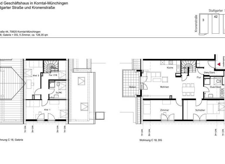 Wohnung zur Miete 2.185 € 5 Zimmer 128 m² Stuttgarter Str. 44 Münchingen Korntal-Münchingen 70825