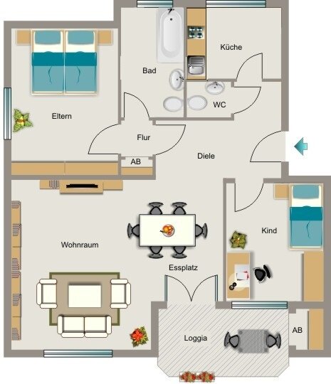 Wohnung zur Miete nur mit Wohnberechtigungsschein 412 € 3,5 Zimmer 79,8 m²<br/>Wohnfläche 2.<br/>Geschoss 01.03.2025<br/>Verfügbarkeit Eick Moers 47445