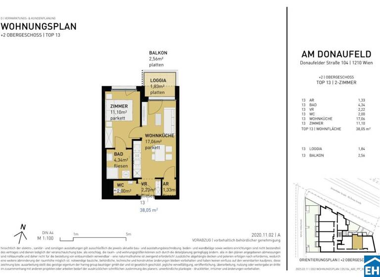 Wohnung zum Kauf - Erstbezug 279.500 € 2 Zimmer 38,1 m² 2. Geschoss Donaufelder Straße Wien 1210