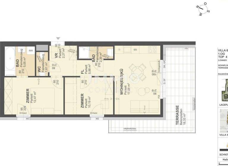 Terrassenwohnung zum Kauf - Erstbezug 359.000 € 3 Zimmer 57,7 m² Krems an der Donau 3500