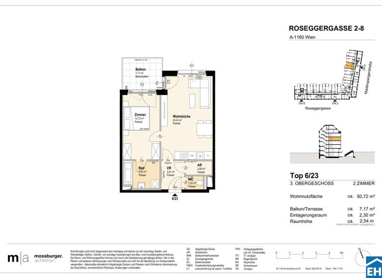 Wohnung zum Kauf - Erstbezug 314.200 € 2 Zimmer 50,7 m² 3. Geschoss Roseggergasse Wien 1160