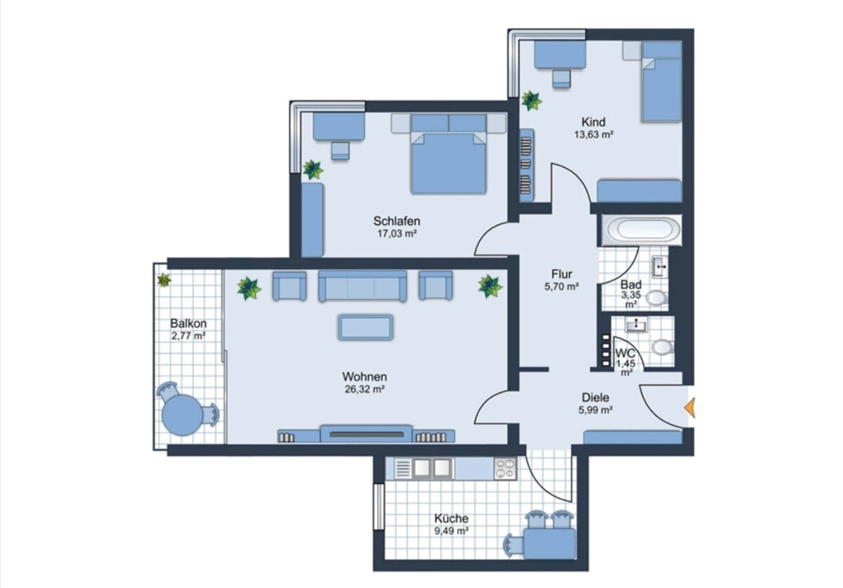 Wohnung zum Kauf 530.000 € 3 Zimmer 86 m²<br/>Wohnfläche 10.<br/>Geschoss Gröbenzell 82194