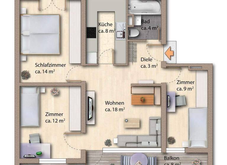 Wohnung zum Kauf 230.000 € 4 Zimmer 68 m² 1. Geschoss Bahnhofstraße 25 Feldkirch 6800