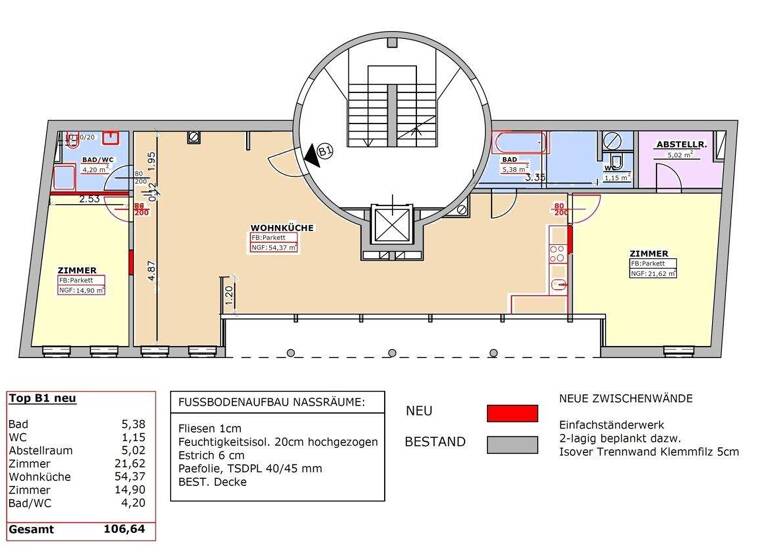 Wohnung zur Miete 1.492 € 3 Zimmer 106,6 m² Wien 1040