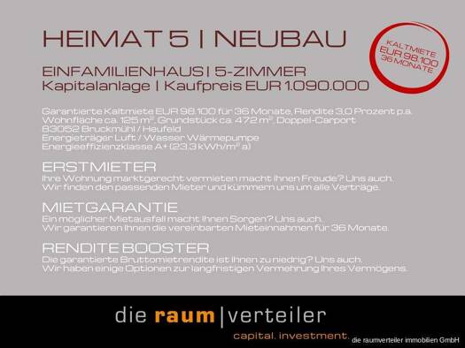 Einfamilienhaus zum Kauf - Erstbezug 1.090.000 € 5 Zimmer 125 m² 472 m² Grundstück Hinrichssegen Bruckmühl 83052