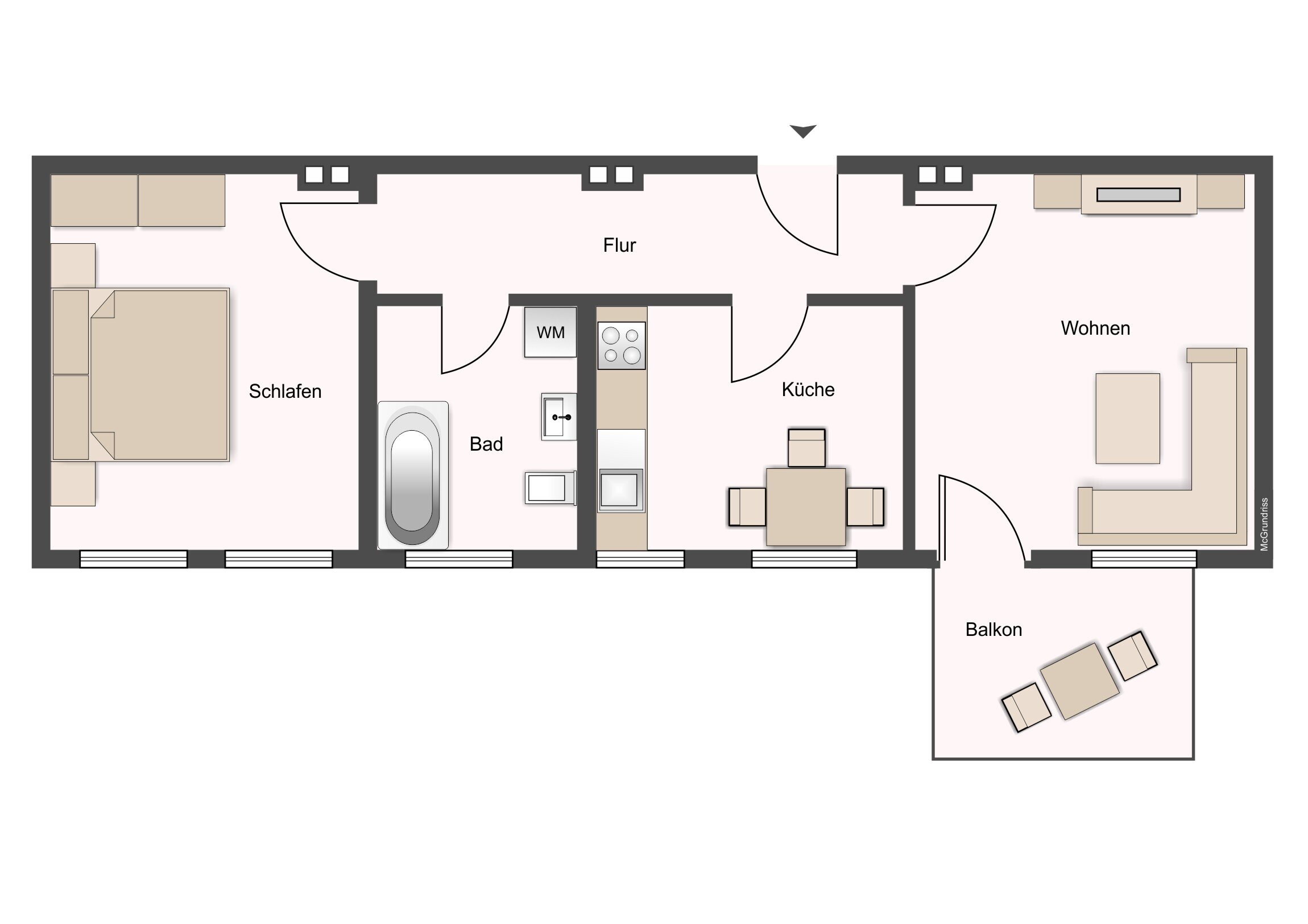 Wohnung zur Miete 419 € 2 Zimmer 61 m²<br/>Wohnfläche 3.<br/>Geschoss Heidestraße 31 WE 25 Salzmannstraße Magdeburg 39112