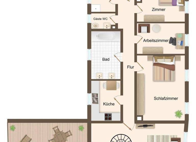 Wohnung zur Miete 1.780 € 5 Zimmer 138 m² 3. Geschoss frei ab sofort Altstadt Würzburg 97070