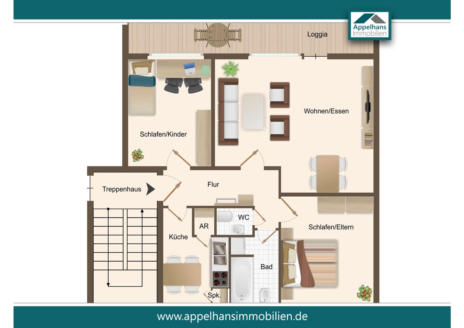 Wohnung zum Kauf 135.000 € 3 Zimmer 83 m²<br/>Wohnfläche 3.<br/>Geschoss Belm Belm 49191