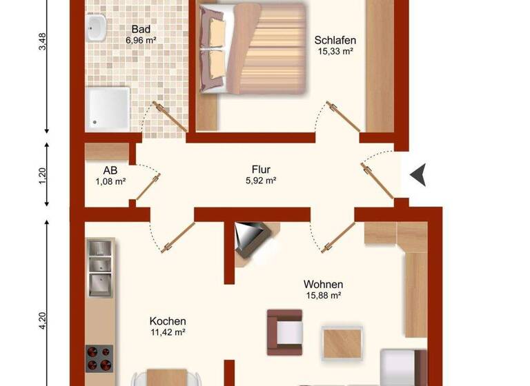 Wohnung zum Kauf 95.000 € 2 Zimmer 56 m² 3. Geschoss Werder Magdeburg 39114